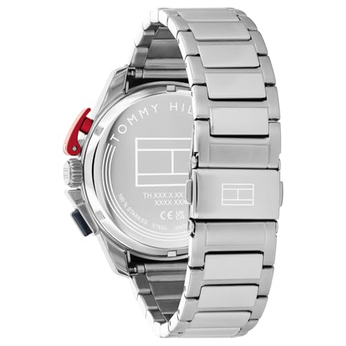 Image of Tommy Hilfiger Bank with Blue Dial Silver Stainless Steel Strap Watch for Men - TH1792261