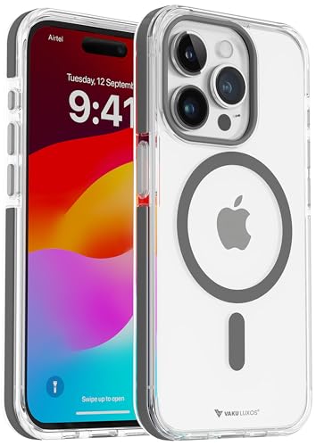 Image of Vaku Luxos Back Cover Case for iPhone 15 Pro Shockproof Scratch Resistant Slim Thin Military-Grade Protection Support Mag-Safe Wireless Magnetic Charging - White
