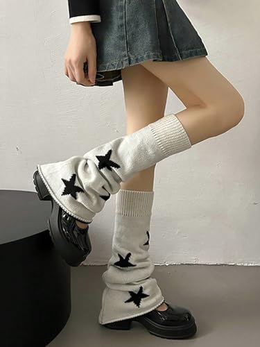 Milumia Women's Y2k Star Print Leg Warmers 80s Knitted Long Socks3