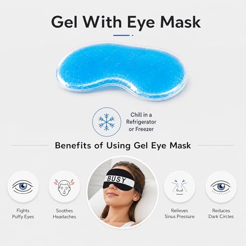 Image of Jenna Polyester Cute Sleeping Eye Shade Mask Cover For Insomnia, Meditation, Puffy Eyes And Dark Circles Black With Gel