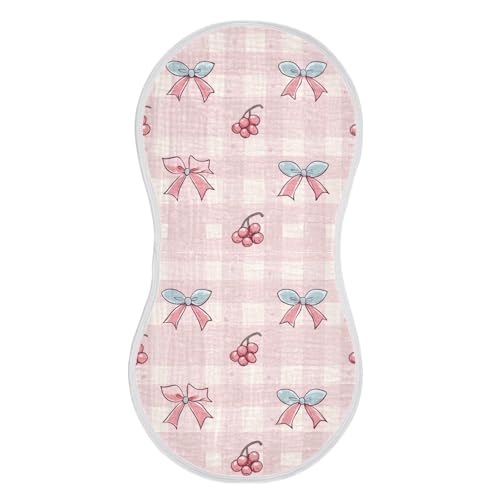 vvfelixl Gingham Kawaii Cherry Burp Cloths for Baby Boy Girls Baby Washcloths Burp Rags 1 Pack