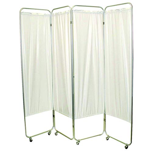 Standard 3-Panel Privacy Screen with casters - White 6 mil Vinyl, 48" W x 68" H Extended, 19" W x 68" H x2.5" D Folded #1