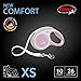 Flexi® New Comfort Tape Retractable Dog Leash for Small Dogs Upto 26 lbs. – 10 ft., Pink/Rose | Tangle Free Pet Walking Leash with One-Handed Brake, Pause, Lock |German Quality Product