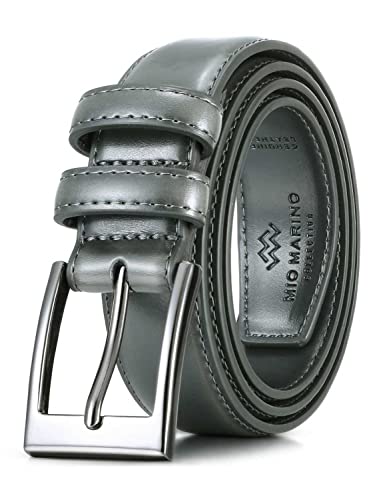 Marino’s Men Genuine Leather Dress Belt with Single Prong Buckle - Charcoal - 40 (Waist: 38)