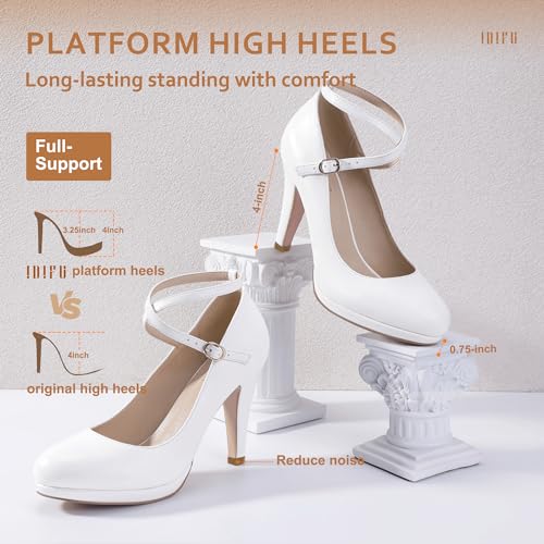 Idifu Women'S Tracy Platform High Heels Closed Toe Pumps Strappy Cross Ankle Strap Shoes For Casual Work Wedding thumb #4