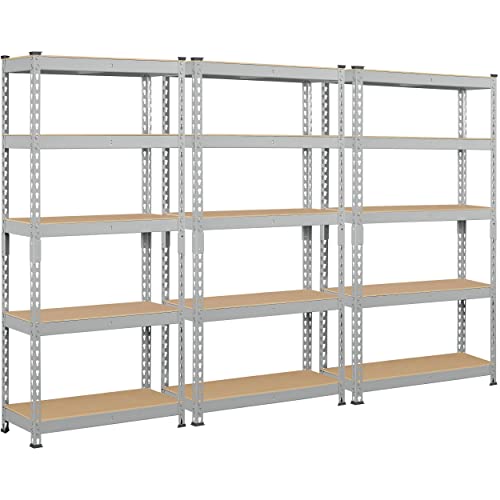 Topeakmart TP-00123329 3 Pcs 5-Tier Utility Shelves, Metal Storage Shelves Garage Shelving Unit Adjustable Garage Storage Shelves Storage Racks Heavy Duty Shed Shelving cover