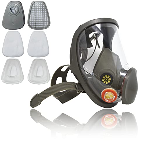 Culture Hidden Full Face Respirator Gas Mask with Filters Industrial Grade Reusable Chemical Respirator Mask for Organic Vapor, Dust Paint, Epoxy Resin, Logging Welding, Work