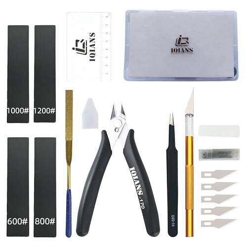 IQIANS 15PCS Basic Hobby Model Tool Kit for Model Building Gunpla & 3D Printing Precision Nippers Hobby Clippers for Gundam & Warhammer Wire Cutters and Pliers for Miniature Craft Tool Kits