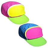 Fanny Pack Hat Nylon| 80s/90s Cap for Men | Retro Cap for Women |Zipper Pocket - Tri-Color/Neon Bundle