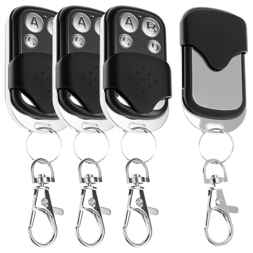 QWORK® Set de 4 Mando a Distancia Universal 433.92 MHz - 4 Canales - Alcance de Radio de 50 m - Clonador de Códigos Fijos para Puerta de Garaje