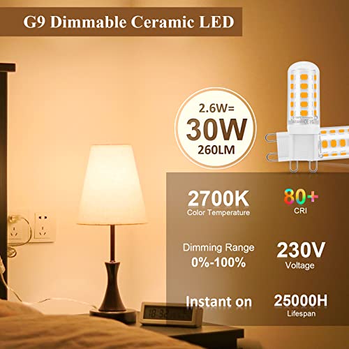 DiCUNO G9 LED Bulb Dimmable Warm White 2700K, 30W Halogen Equivalent, 2.6W, 260LM - Image 2