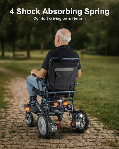 TOPIOM Electric Wheelchairs for Adults, Ultra Lightweight Foldable Electric Wheelchairs Senoirs 330lbs Capacity, Aluminium Portable Motorized All Terrain Wheelchairs, Brushless Motor, 18Kg - Image 5