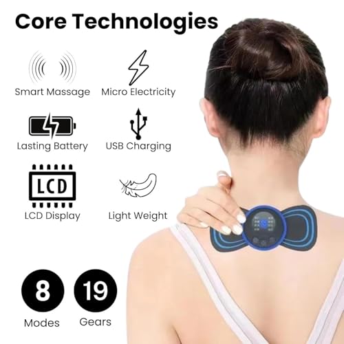 Image of 2 Pcs Mini Massager for Pain Relief, Portable Electric Body Massager Machine, EMS Muscle Stimulator,Butterfly Back Neck Shoulder Massager for Body Pain Relief,Compact Travel Massager (Blue, Medium)