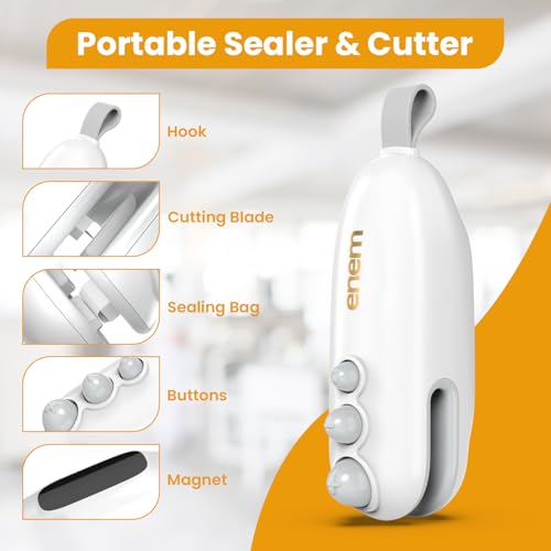 Image of Enem Mini Sealing Machine for Food Packets, Full Customer Support from Enem, Portable Mini Sealing Machine, Packet Sealer Machine, for Food, Snacks, Chips, Fresh Storage