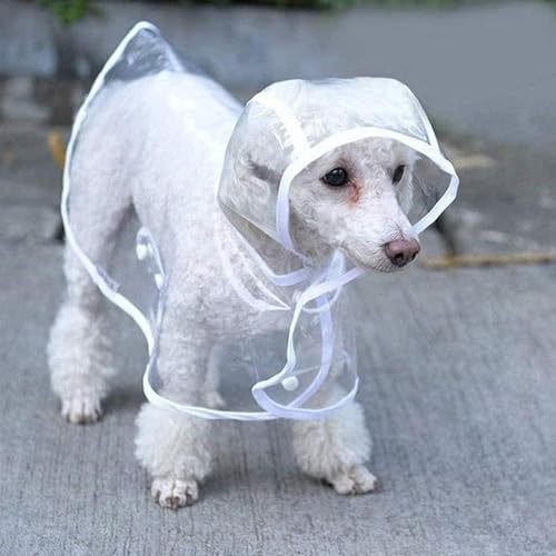 SSyang Pet Raincoat, Raincoat for Dogs with Hood Waterproof for Small and Medium Dogs Adjustable Transparent Poncho Raincoat (M,White) - Image 4