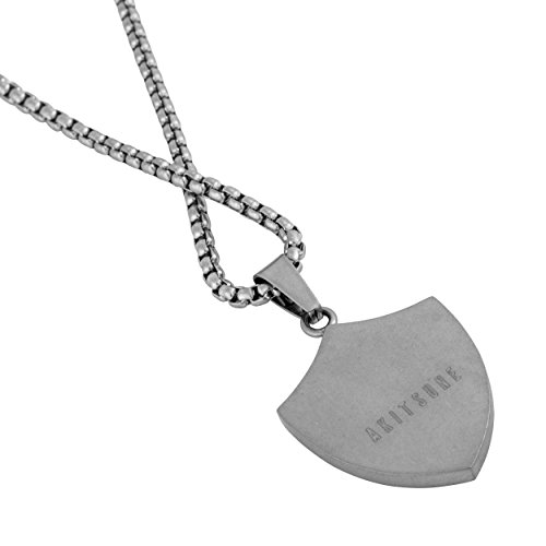 Collier acier inoxydable Akitsune anti-ternissement : pendentif bouclier géométrique - 3