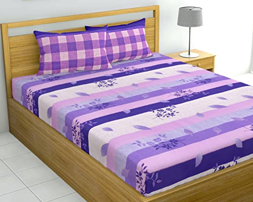 Loreto Sense 144 TC 100% Cotton Double Bedsheet with 2 Pillow Covers | Queen Size Bedsheet | Fits 5x6 ft Bed Easily | Ideal for Everyday Use - Purple Tulip… (B0D9QWBTX4) Amazon Price History, Amazon Price Tracker