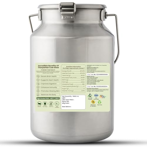Image of Desert Native A2 Tharparkar Cow Vedic Bilona Cultured Ghee | Pure & Traditional, steel can
