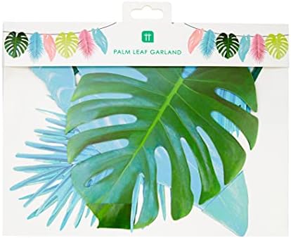 Talking Tables Tropical Palm Leaf Garland Bunting with Pastel Leaves-2.6m | Reusable Hawaiian Decorations for Birthday, Garden Party, Summer, Luau, Jungle Theme, Multi Colour