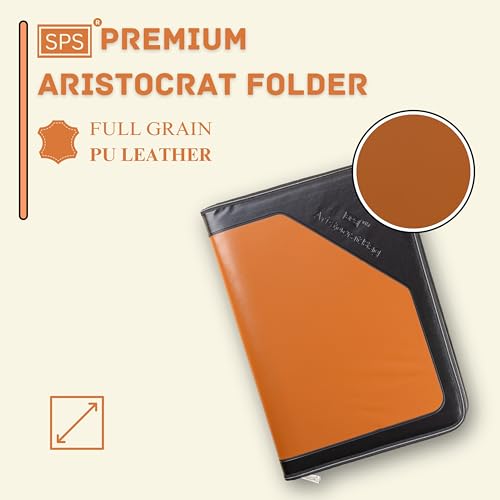 Image of SPS PU Leather 36-Pocket A4 File Organizer - Professional Document Holder for Certificates, Legal Documents, Home, Office, School Use (Tan)