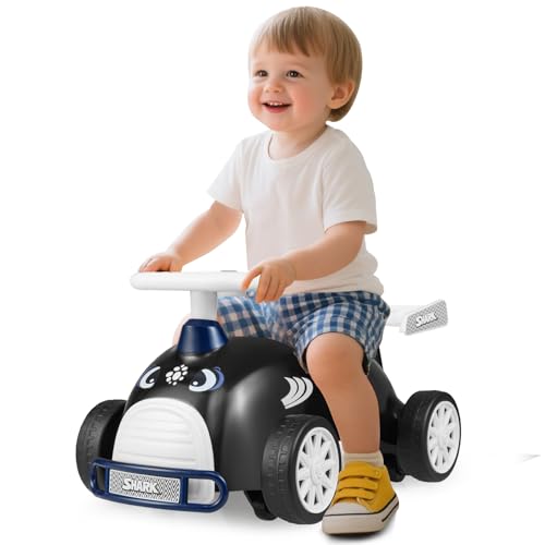 HONEY JOY Shark Ride On Push Car for Toddlers, Foot-to-Floor Sliding Car w/Steering Wheel, Sound & Under Seat Storage, No Batteries, Kids Ride On Toys for Boys and Girls, Navy