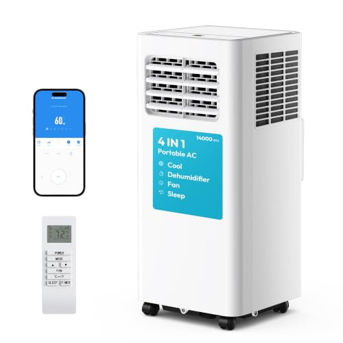 Image of EUHOMY 14,000 BTU Portable Air Conditioners, 750 Sq.Ft. AC Unit with APP | 500 CFM Powerful Portable AC with App, Voice & Remote Control, 4 Modes, 52 dB Sleep Mode, Air Conditioner for Bedroom