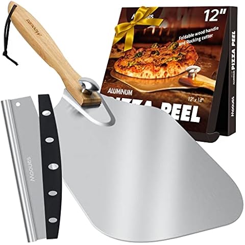 Mooues Pizza Peel Aluminum Spatula with Cutter Cover