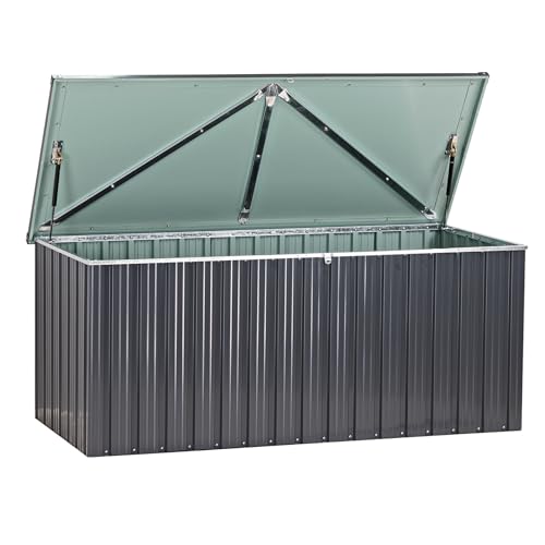 DEMA XXL Metall Garten Gerätebox Auflagenbox Aufbewahrungsbox Truhe 770 L anthrazit weiß