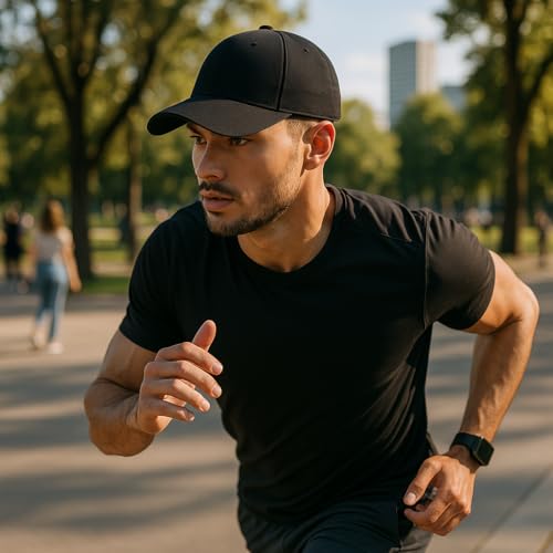 كاب سادة للجنسين - قبعة بيسبول قابلة للتعديل بألوان متنوعة تلائم كل الاذواق (اسود, One Size)