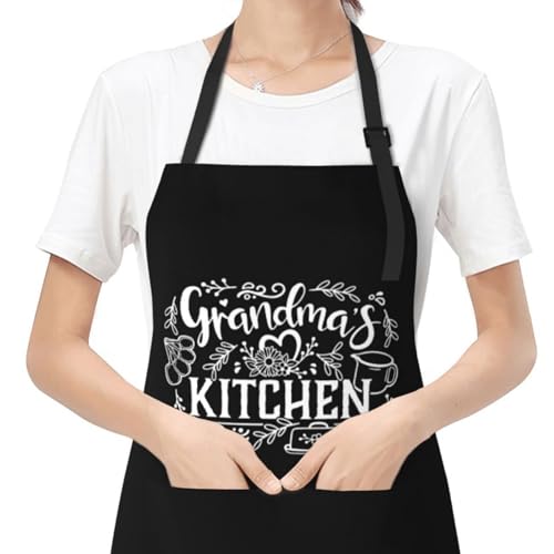 Jumsky Funny Apron For Women,Grandma Kitchen Apron Adjustable Baking Chef Apron With 2 Pockets Birthday Gifts For Nana New Grandmother
