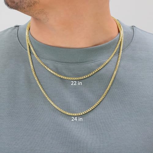 Nuragold 14k Real Yellow Gold Solid Franco Diamond Cut 2.5mm Spiga Wheat Chain Necklace (16"-30") Italian Jewelry for Men & Women2