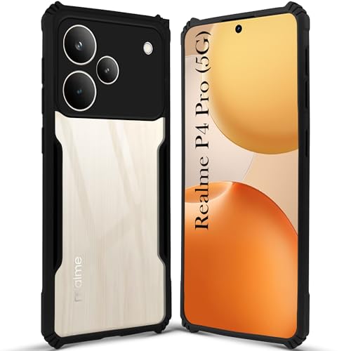 Image of Jkobi Hybrid Back Cover Case for Realme P4 Pro (Shockproof with Polycarbonate Clear Panel | Professional Black)