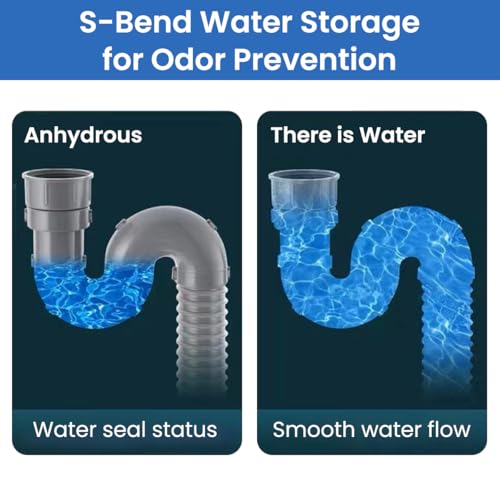 Image of HASTHIP Kitchen Sink Drain Pipe Kit with Universal Fit (3.35 inch-4.33 inch), Stainless Steel Drain Flange U-Shaped P-Trap, Water Retaining Lid, Anti-Clog & Anti-Odor, Robust Flange, for Home Use