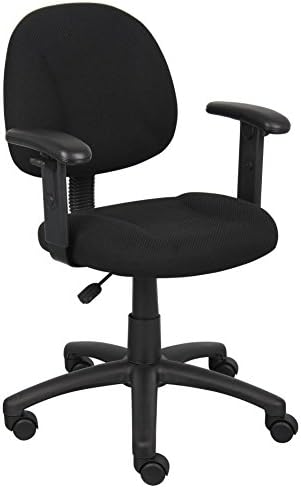 Boss Office Products B316-BK Perfect Posture Delux Fabric Task Chair with Adjustable Arms in Black, Low-Back - Thumbnail 2