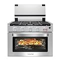 AMZCHEF RV Gas Range 17 Inches Tall, 1.24 Cu.Ft Propane Range Oven with 3 Burners Stove for RV, Apartment, Mobile Home, Stainless Steel.