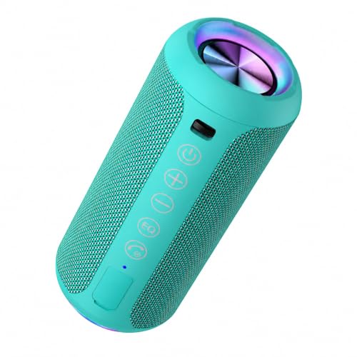 Image of Ortizan Portable Bluetooth Speaker, IPX7 Waterproof, Wireless, Big Sound and Deep Bass, 24W Stereo, TWS Pairing, 30Hrs Playtime, Bluetooth 5.3, RGB Lights, for Home /Party /Outdoor /Beach (X10 Teal)
