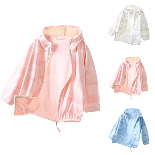 Kids Zip-Up Hoodie Girls Boys UPF50+ Sun Protection Jacket Loose Hooded Sun Shirt Summer Outfits for 3-16 Years2