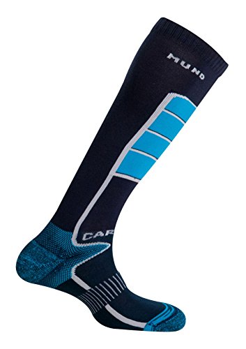Mund Socks Chaussette de Carving sans Coutures avec Renfort de Haute densité au Niveau du Tibia, Bleu, EU 38-41