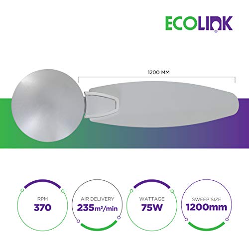Image of EcoLink Petal Premium Decorative Easy Clean Ceiling Fan - 1200MM (Comet Silver), Standard- Pack of 1