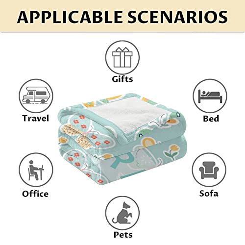 Personalized Butterfly Blanket Gifts with Name - 30"x40" Cute Throw for Women, Girls - Green Soft Fuzzy Blankets for Couch & Office