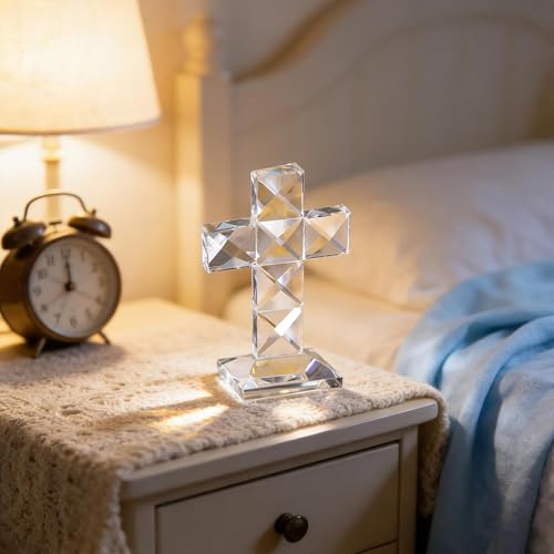 Cruz de cristal QF objeto religioso de vidrio transparente decorativo 3