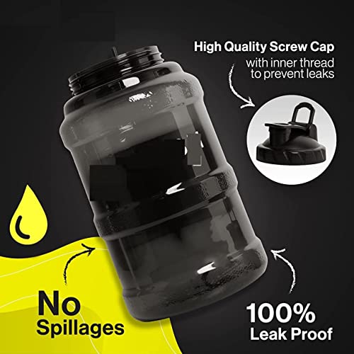 Image of Plastic 2.5 Liter Motivational Sports Gym Bottle Daily Water Intake With Time Markings Bpa-Free. Leak Proof For Adults For Gym, Travel And Office A- (Black)