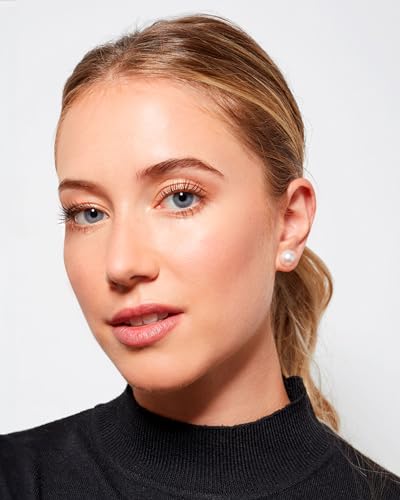 Women Pearl Earrings Freshwater Cultured Round White Pearls by Secret & You | Available in 6 sizes, from 6-6.5 mm to 11-11.5 mm | In 18 k Gold 750 stamp or in 925 Sterling Silver Rhodium Plated4
