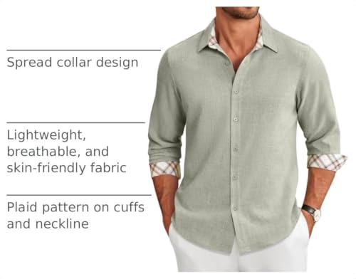 COOFANDY Men's Long Sleeve Button Down Shirts Casual Untucked Shirt Regular Fit Dress Shirt - Image 5