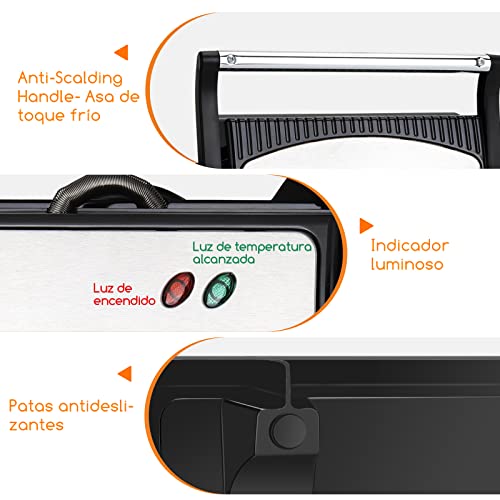 Aigostar-York-30RUM-Parrilla-Electrica-800W-Apertura-180o-Placas-Antiadherentes-23-x-143-cm-Dos-Superficies-de-Cocinado-Panini-Press-Libre-de-BPA-Asa-de-Toque-Frio
