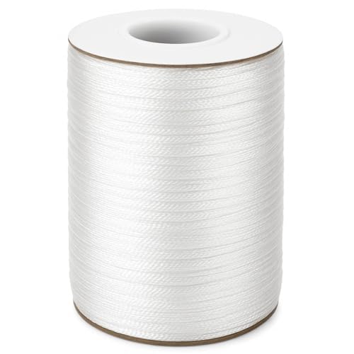 Anwyll 1.5MM White Nylon String - 110Yards Wind Chime String Weather Resistant Nylon Cord White Nylon Bracelets String Beading Thread Macrame Trim Cord for Necklace Jewelry Making Craft Chinese Knot