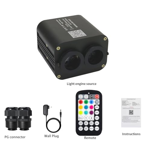 Image of AZIMOM Dual Color 20W Fiber Optic Light Source RGBW Light Box Engine Diver Bluetooth /RF Remote Control Music Sensor Mode for Car /Home Star Ceiling Effect Decoration