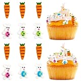 12 Stück Essbare Tortendeko Ostern, Ostern Tortenaufleger, Zuckerdekor Ostern Essbar, Kuchen Deko Ostern, Back Deko Ostern, Osterhasen Motive, für Festliche Oster Kreationen