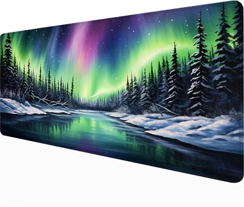 Arbre Tapis de Souris 900x500x3mm, Tapis Souris Aurore Mousepad, Grand Étendu Desk Mat, Étanche Antidé Rapant Caoutchouc Base Mousepad, Bords Cousus sous-Main Bureau Portable and Cadeau Homme B1-249