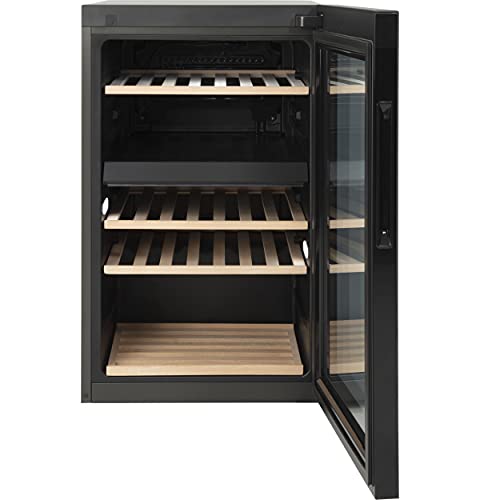Haier Wine Cooler & Beverage Refrigerator | Mini Wine Fridge Complete With Dual-Zone Temperature Control, Triple-Pane Glass, Door Alarm & Led Interior Lighting | Fits 44 Wine Bottles | Black #TOP7